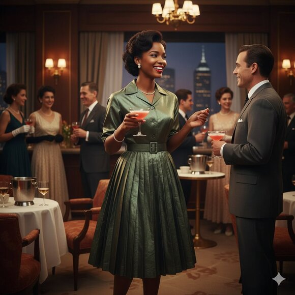 1950s Emerald Green Silk Party Dress Chinese Prom Dress Vintage Satin - Picture 1 of 8